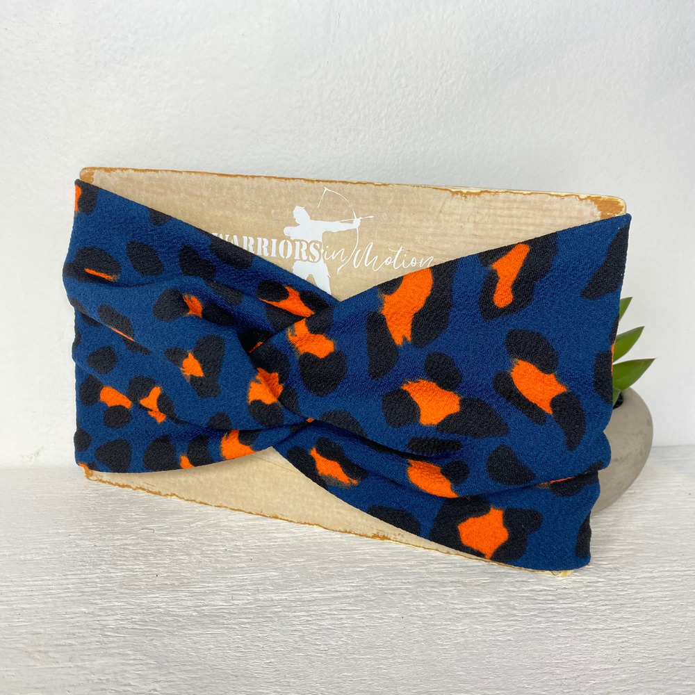Front Knot Headband, Cheetah Headband, Blue Headband, Top Knot, Boho Headband